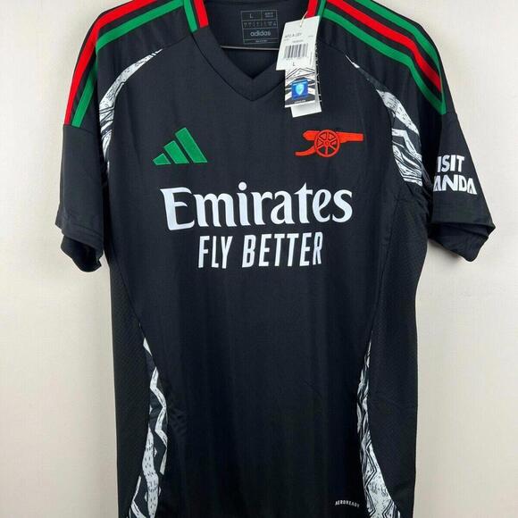 Arsenal FC Away Jersey 2024/25 Adidas Black Green Red Size L | Soccer  IT6148 - Picture 1 of 9